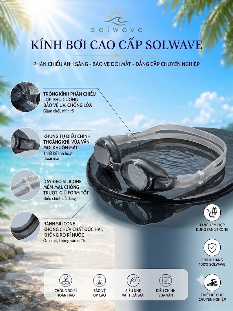 Kính Bơi Swipe Anti-Fog View V540SA Solwave